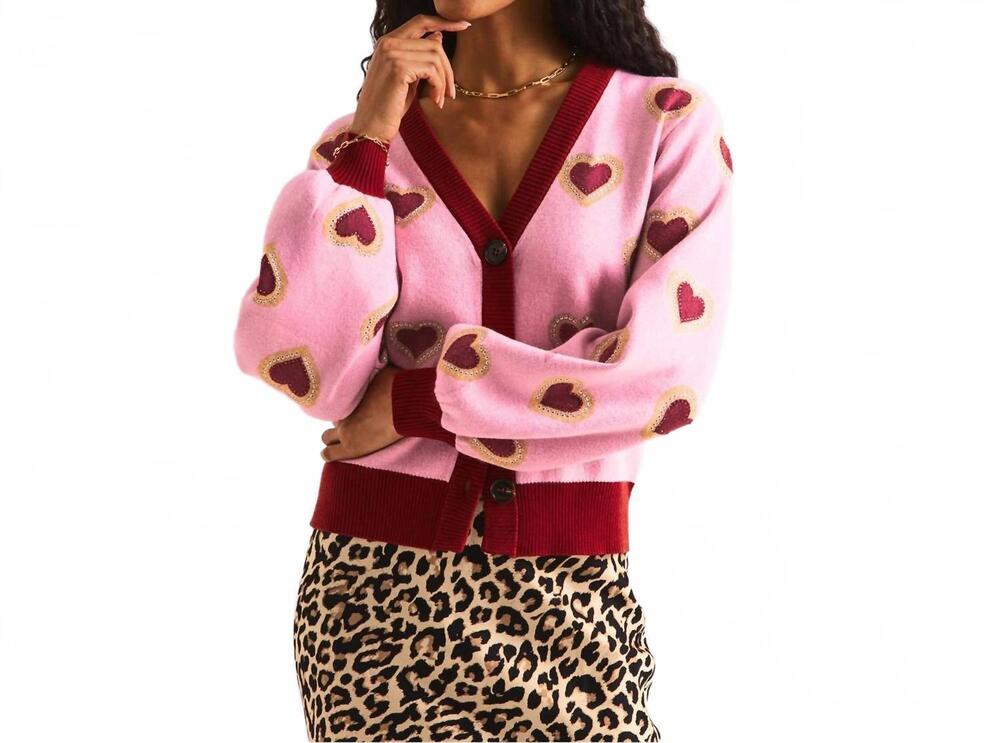 NEW NEVER FULLY DRESSED hearts cardigan in pink